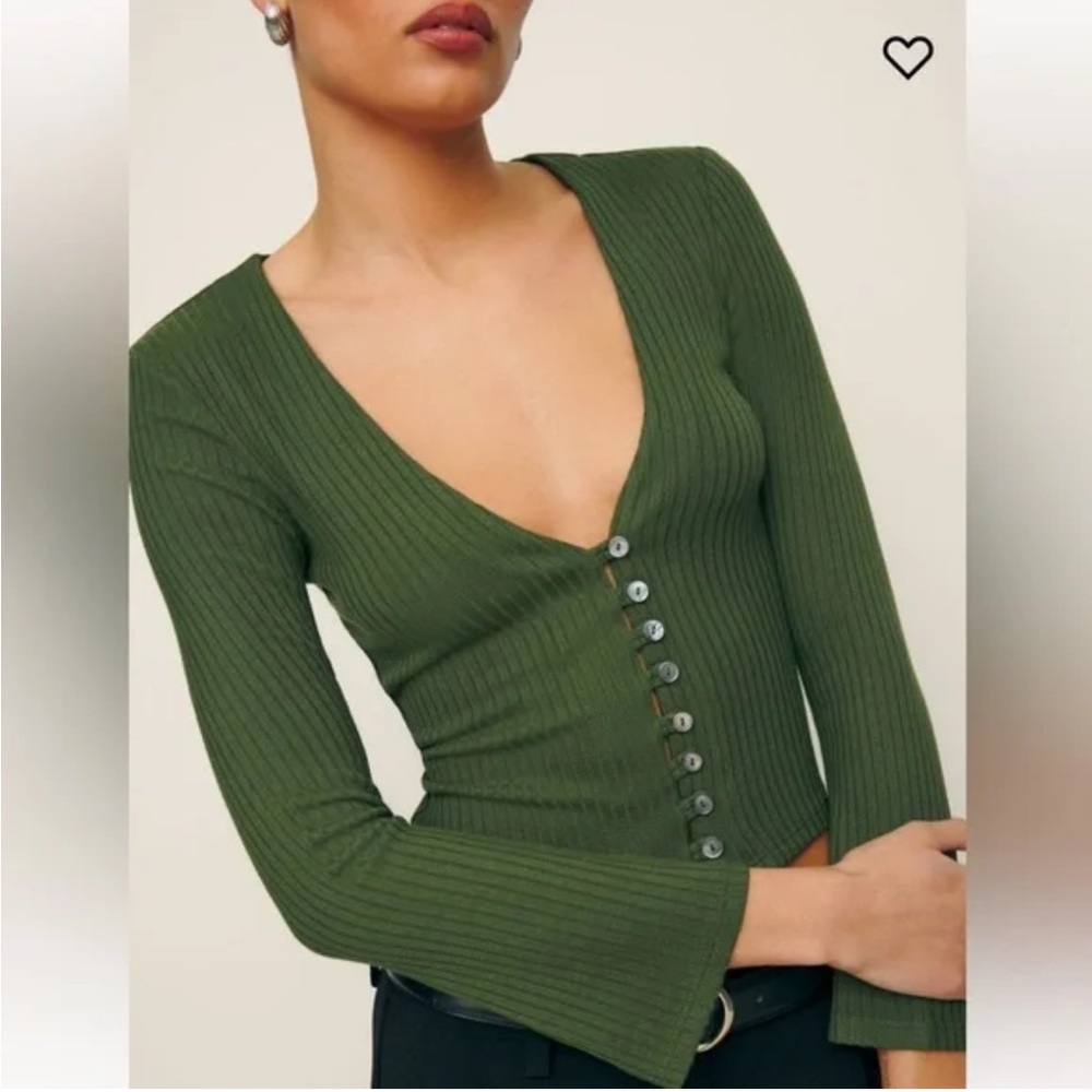 Reformation Gellar Knit Top (Fern)